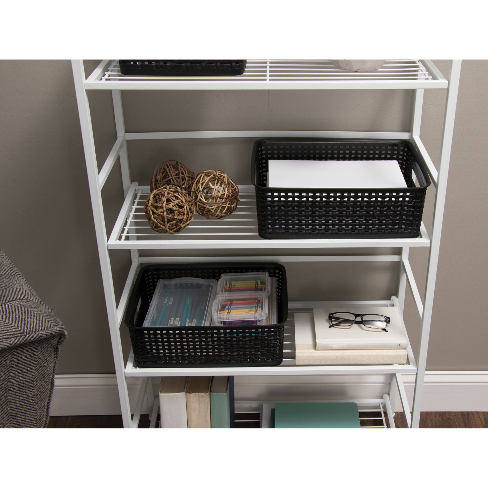 Advantus® Medium Black Plastic Weave Bin, 2ct.